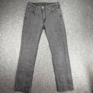 Levis 514 Straight Fit Jeans Mens 36x34 Black Denim Pants Fade